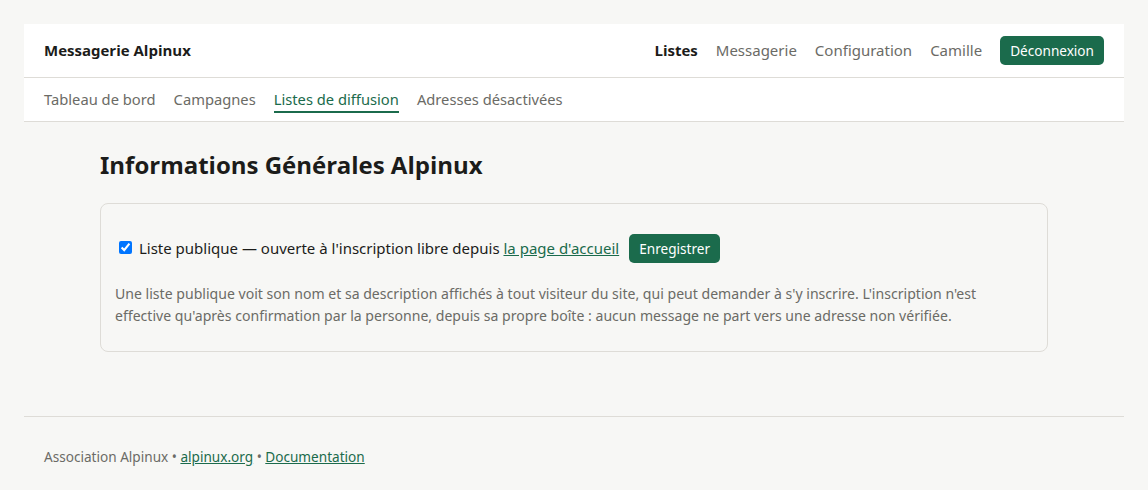 Ouvrir une liste à l'inscription libre